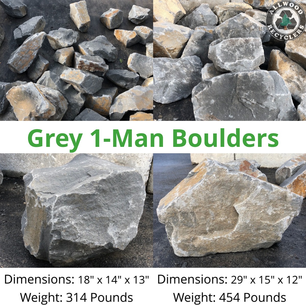 Grey 1-Man Boulders